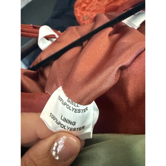 Cicinia Bridesmaid Satin Maxi Dress Sz 0 NWT Rust Terracotta Draped Square Neck - Picture 13 of 13